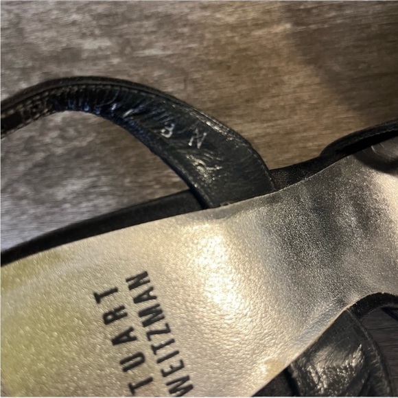 Stuart Weitzman Black Satin Formal Slingback Heels Size 8N (#2082) - Picture 7 of 7